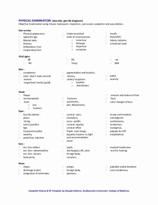 Physical Examination forms Template Fresh 15 Physical Exam Template [word Excel Pdf] for Men and