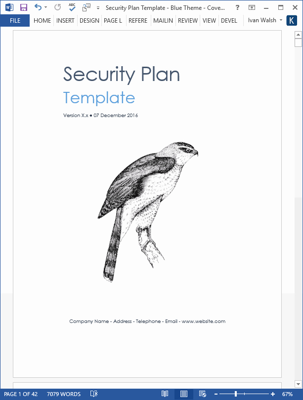 Physical Security Plan Template Best Of Security Plan – Ms Word Template – Instant Download