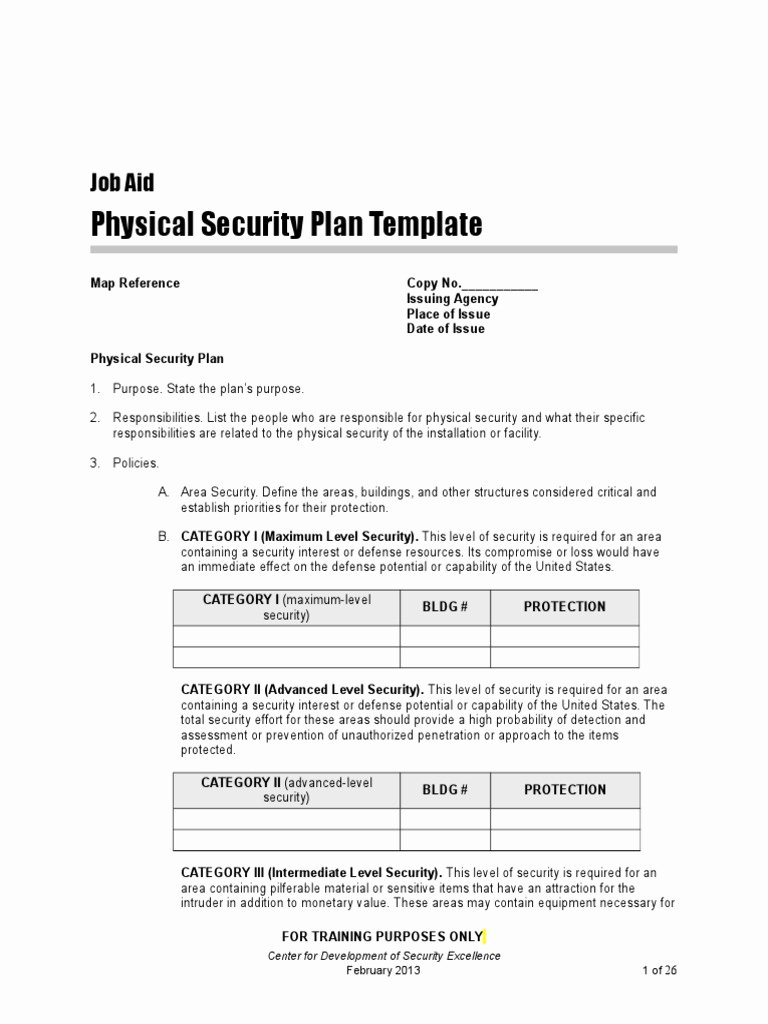 Physical Security Plan Template Elegant Physical Security Plan Template