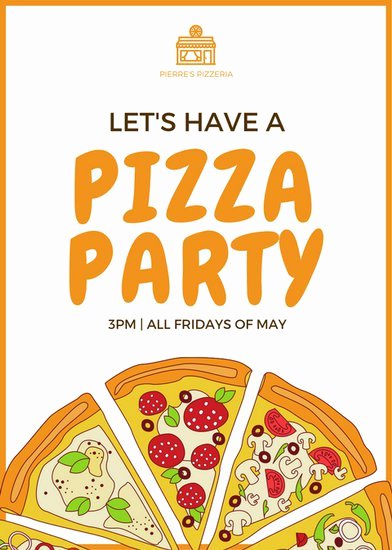 Pizza Party Invitations Template Unique orange Pizza Party Flyer Templates by Canva