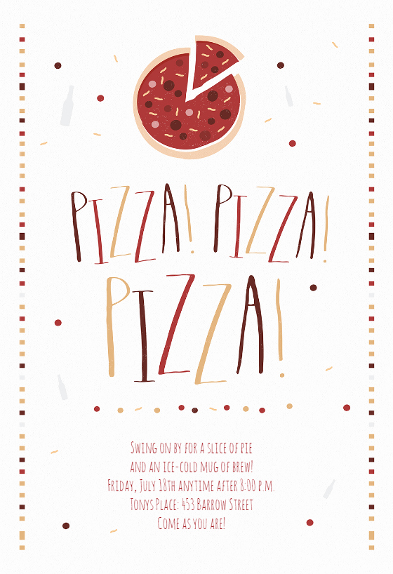 Pizza Party Invite Template Lovely Pizza Pizza Pizza Free Party Invitation Template