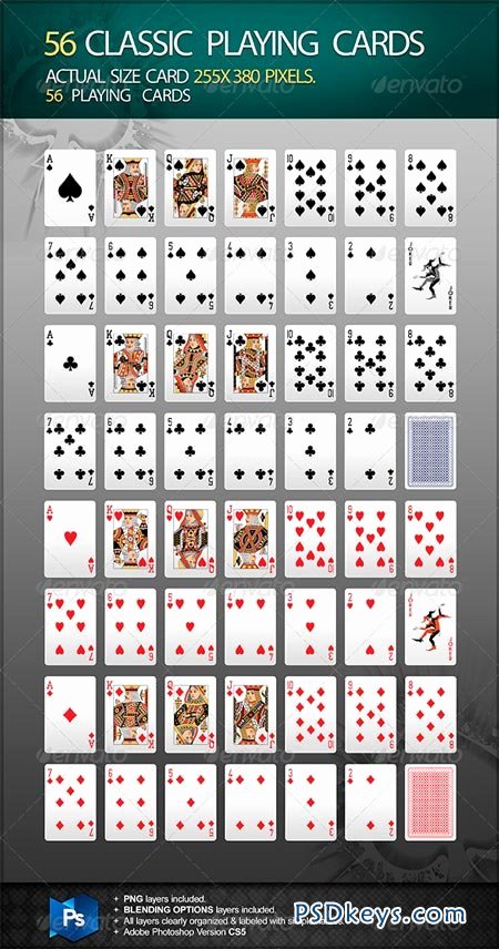 Playing Card Template Photoshop Luxury 56 Classic Playing Cards Free Download Shop