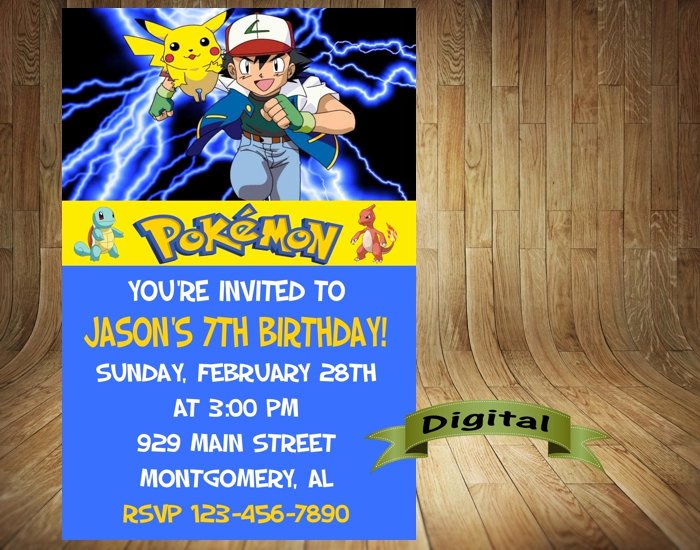 Pokemon Birthday Invitations Template Awesome Pokemon Invitation Pokemon Birthday Invitation Pokemon