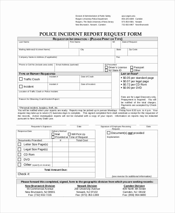 Police Incident Report Template Awesome 9 Sample Incident Report forms
