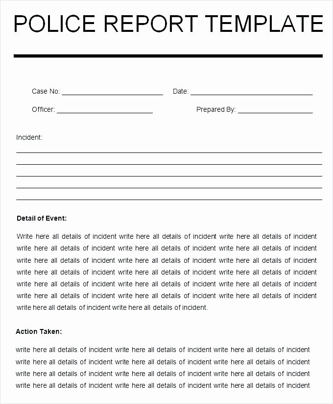 Police Incident Report Template Awesome Police Incident Report form Template Accident Car Sample