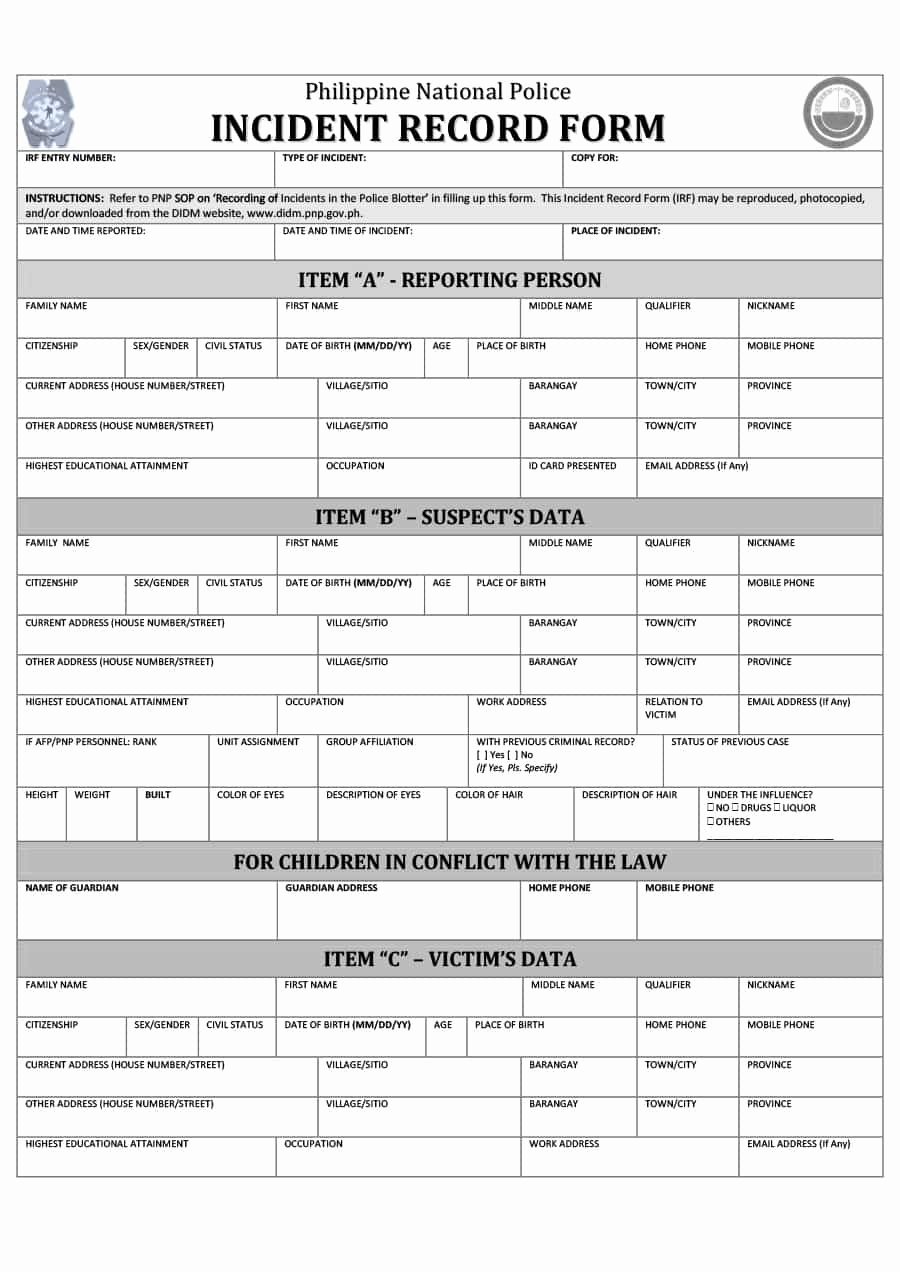 Police Incident Report Template Inspirational 20 Police Report Template &amp; Examples [fake Real]