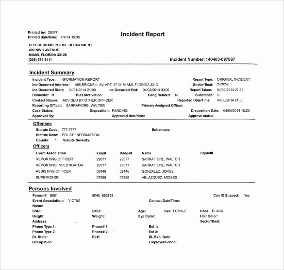 Police Incident Report Template Luxury Incident Report Template 15 Free Download Documents In