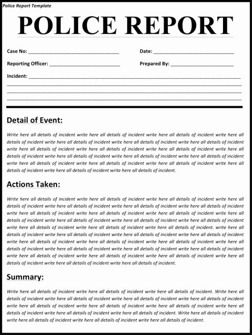 Police Report Template Pdf Luxury 5 Police Report Templates Excel Pdf formats