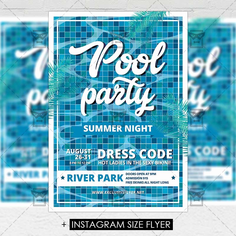 Pool Party Flyer Template Luxury Pool Party – Premium A5 Flyer Template