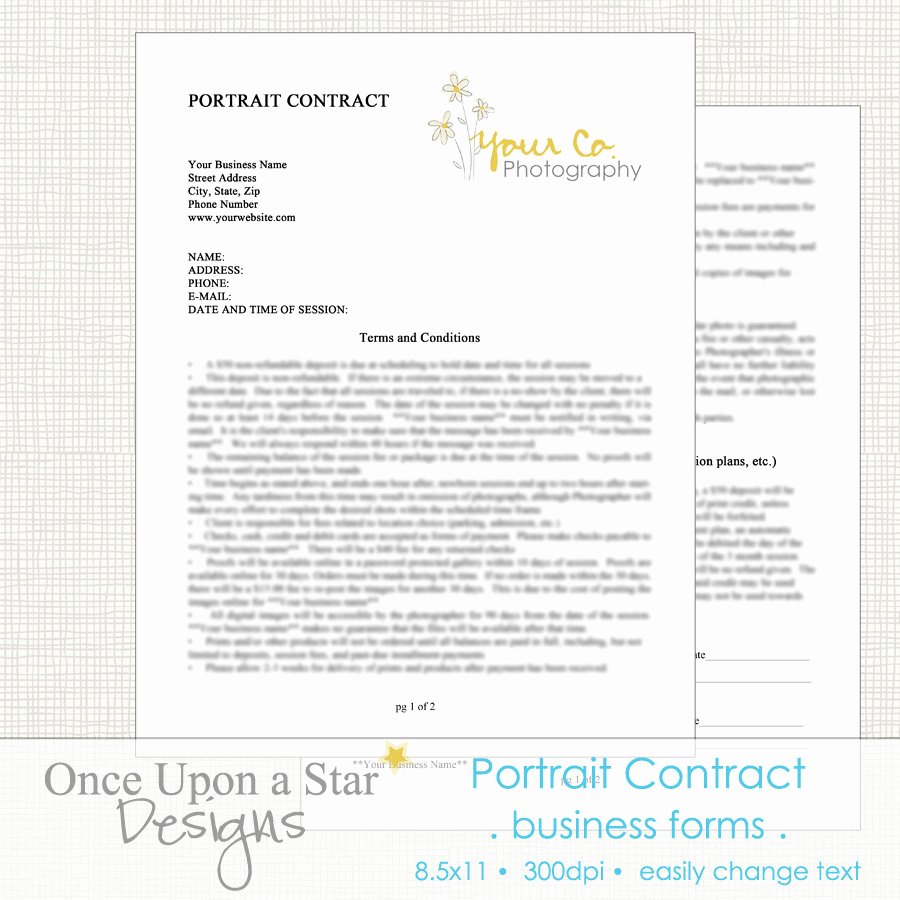 Portrait Photography Contract Template Awesome Graphy forms Portrait Contract by Ceuponastardesigns