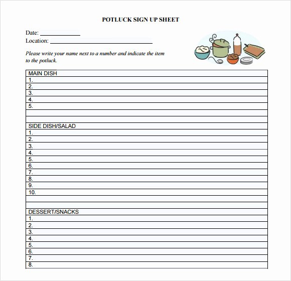 Potluck Sign Up Template Lovely 13 Sign Up Sheet Samples
