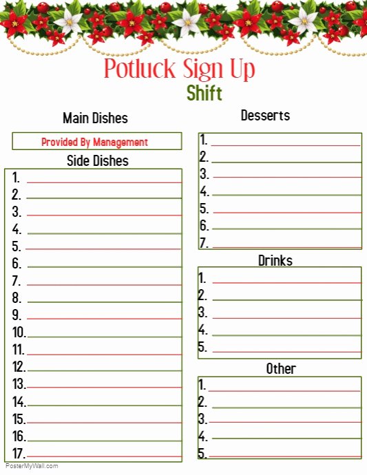 Potluck Signup Sheet Template Inspirational Potluck Sign Up Template