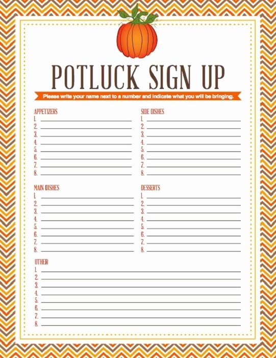Potluck Signup Sheet Template Lovely Potluck Dinner Sign Up Sheet Printable