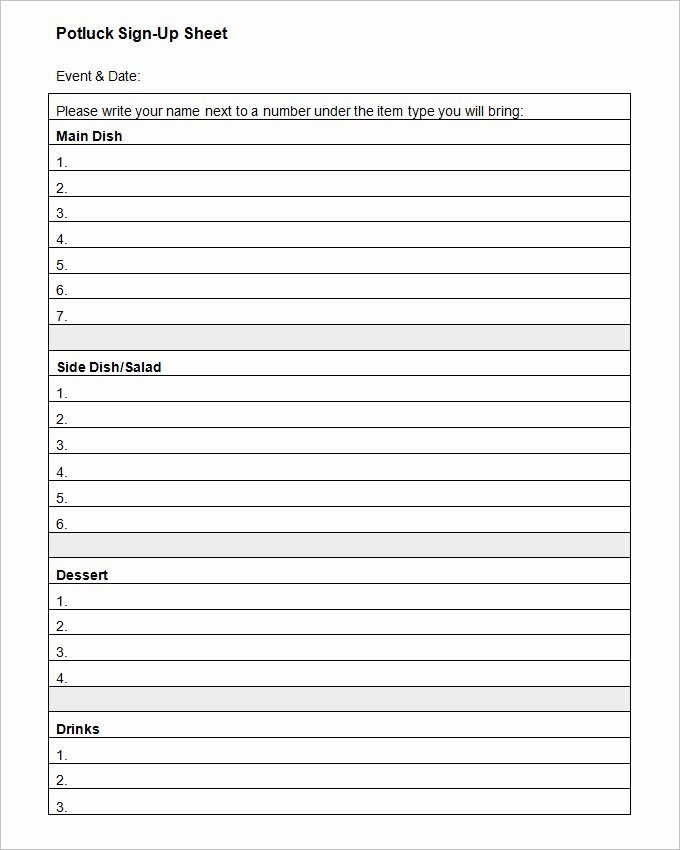 Potluck Signup Sheet Template Luxury 21 Sign Up Sheets – Free Word Excel &amp; Pdf Documents