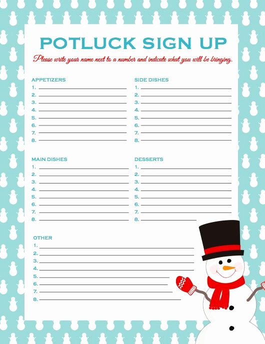 Potluck Signup Sheet Template New Freebies Printables — Fun Mittee