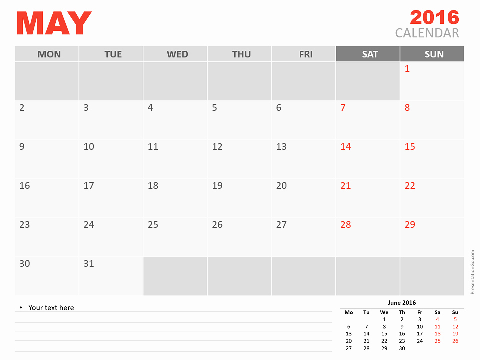Powerpoint 2016 Calendar Template Unique May 2016 Powerpoint Calendar Presentationgo