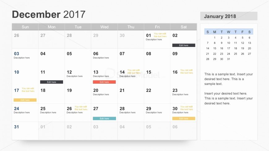 Powerpoint Calendar Template 2017 New Free Annual Planning Calendars 2017 Slidemodel