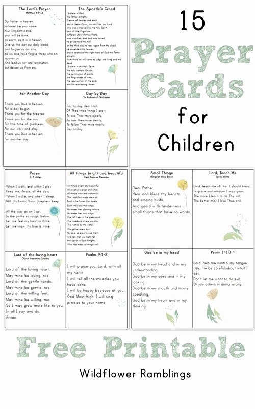 Prayer Card Template Free Elegant Prayer Cards for Children Free Printable
