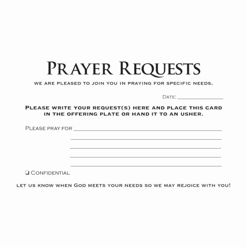 Prayer Request Card Template Fresh Prayer Request Card Pkg Of 50