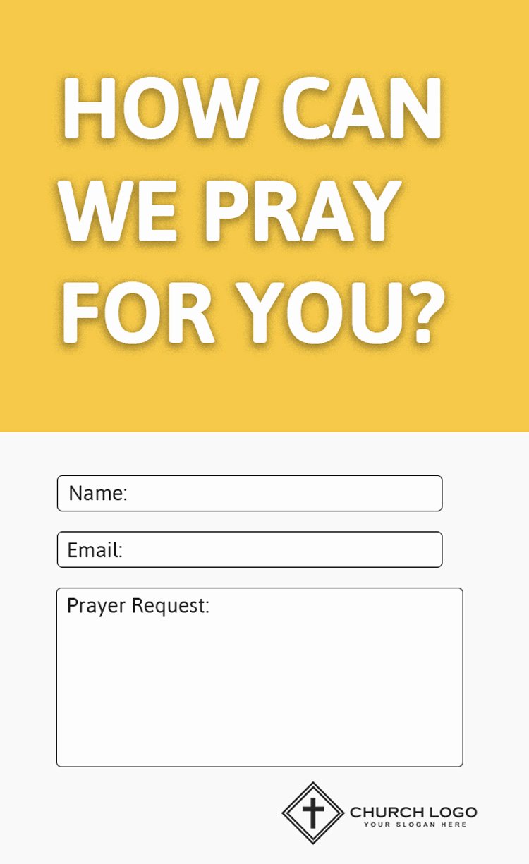 Prayer Request Cards Template Unique Modern Church Connection Cards 5 Free Templates