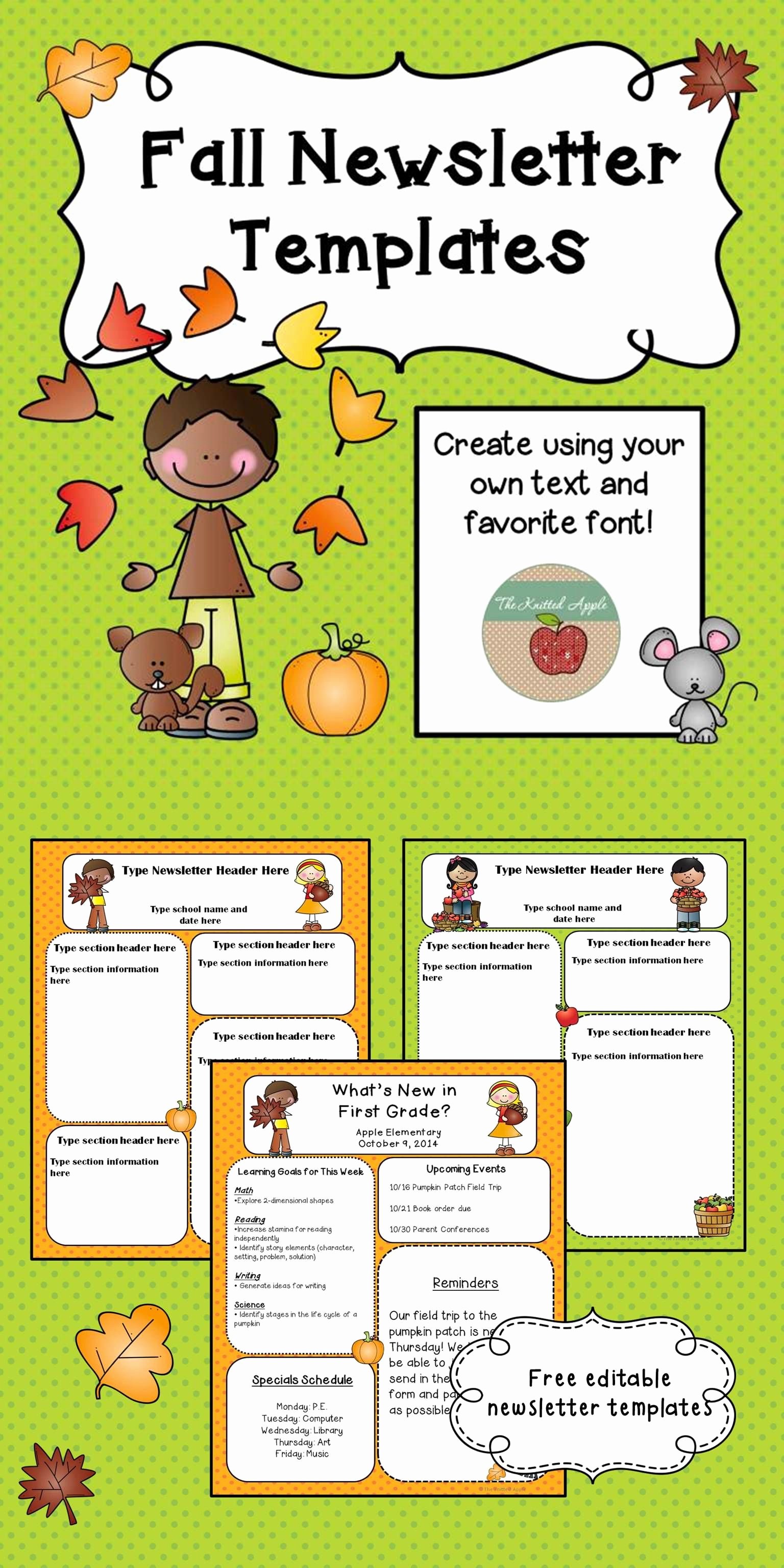 Pre K Newsletter Template Awesome Fall Newsletter Templates Freebie Pre K