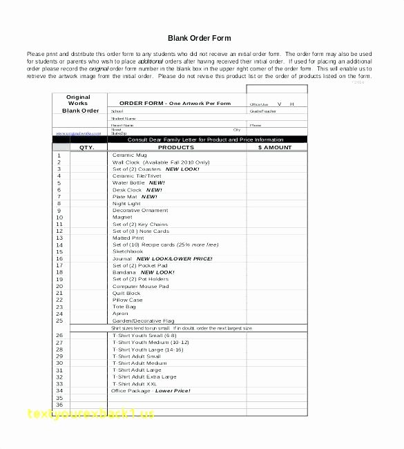 Pre order form Template Luxury Food order form Template Free Download New Simple Sheet
