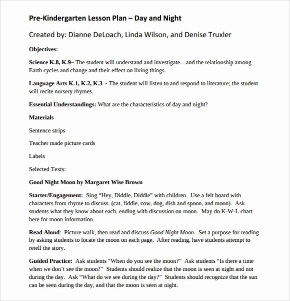 Prek Lesson Plan Template Elegant 8 Kindergarten Lesson Plan Templates for Free Download
