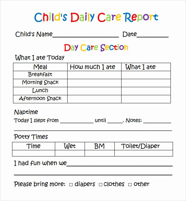 Preschool Daily Report Template Elegant Daily Report 7 Free Pdf Doc Download