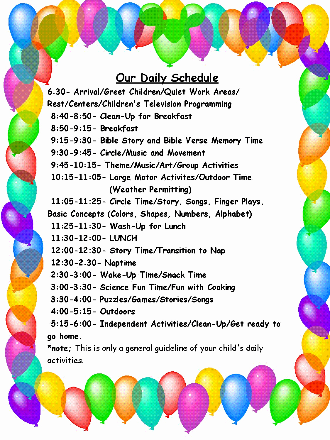 Preschool Daily Schedule Template Beautiful This is Subject to Change