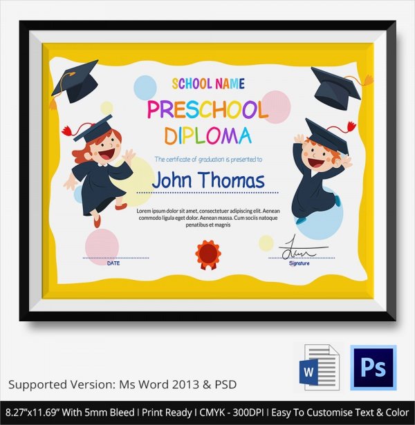 Preschool Graduation Certificate Template Elegant 20 Graduation Certificates
