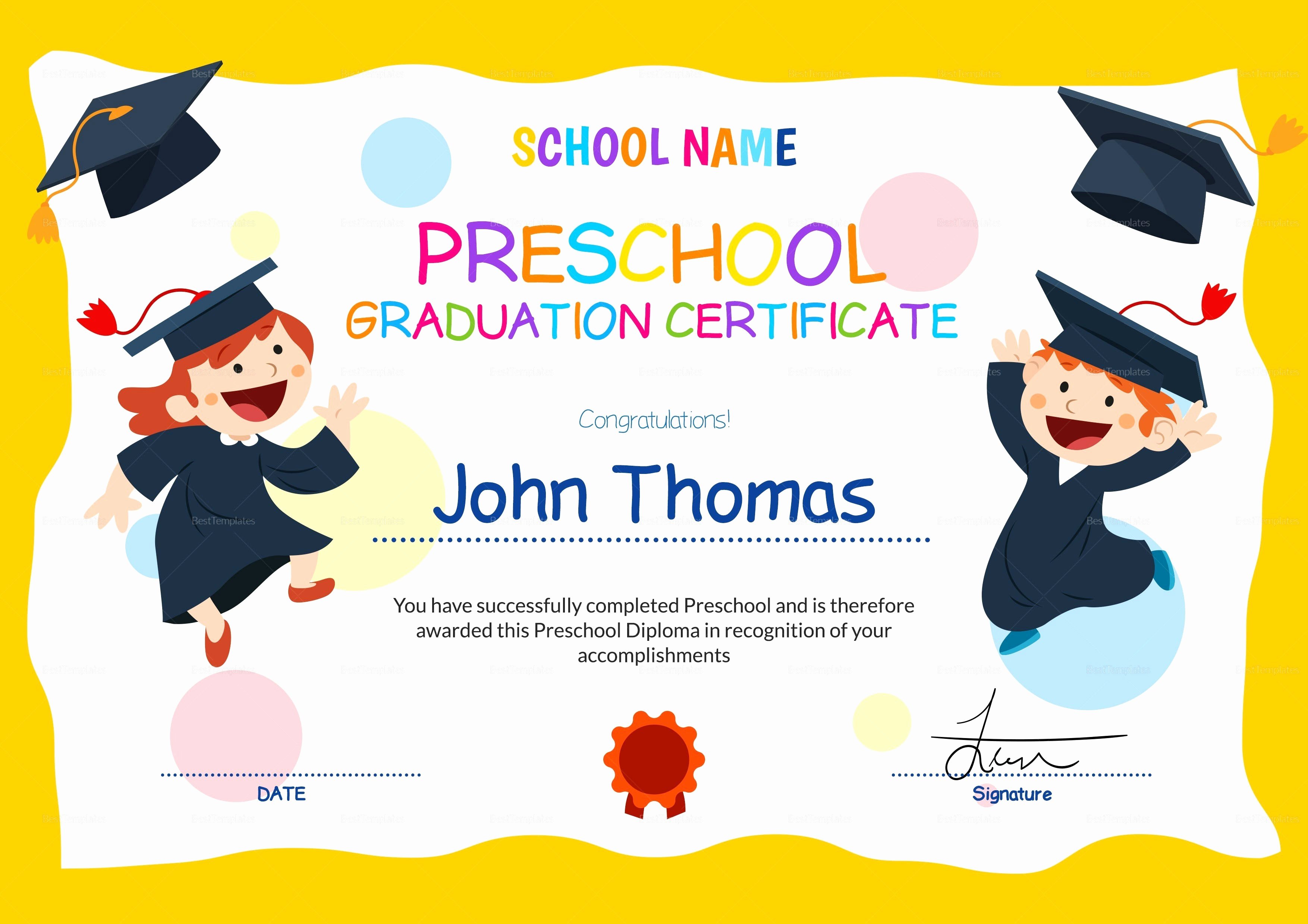 Preschool Graduation Certificate Template New 11 Preschool Certificate Templates Pdf