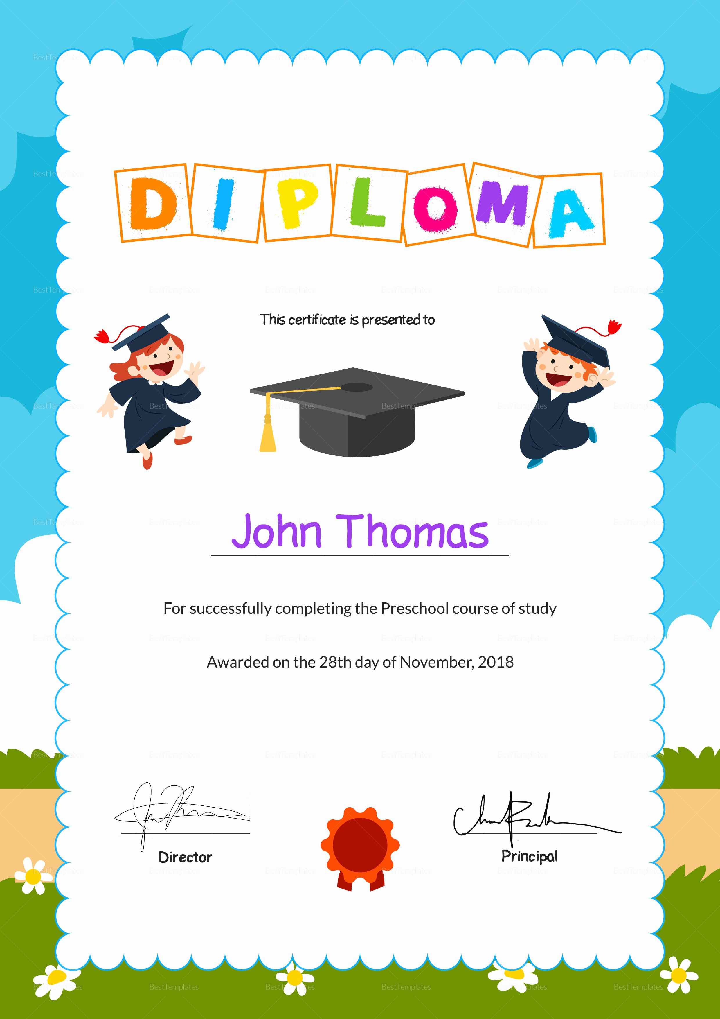 Preschool Graduation Certificate Template Unique Preschool Diploma Graduation Certificate Design Template