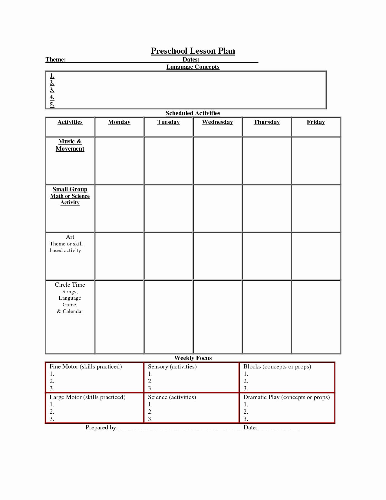 Preschool Lesson Plans Template Awesome Printable Lesson Plan Template Nuttin but Preschool