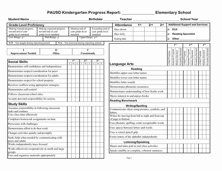 Preschool Progress Report Template New Printable Progress Report Template Google Search
