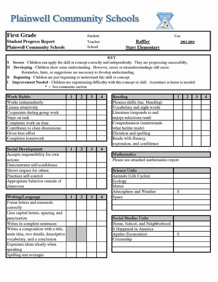 Preschool Report Card Template Beautiful 1000 Images About Report Cards On Pinterest