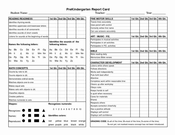 Preschool Report Card Template Luxury Kindergarten Report Card Templates D Templates