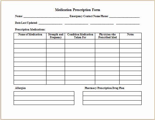 Prescription Template Microsoft Word New Medical form Templates Microsoft Word – Templates Free