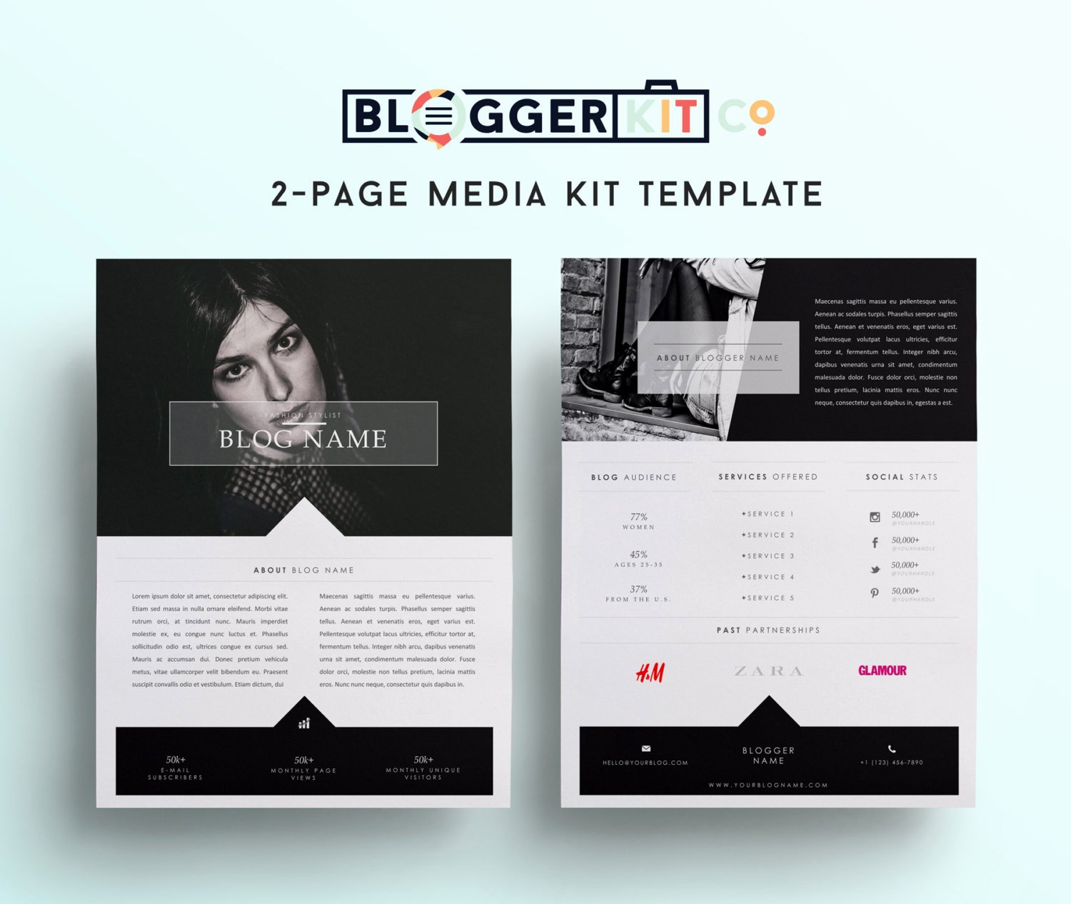 Press Kit Template Word Luxury Two Page Media Kit Template Press Kit Template by Bloggerkitco
