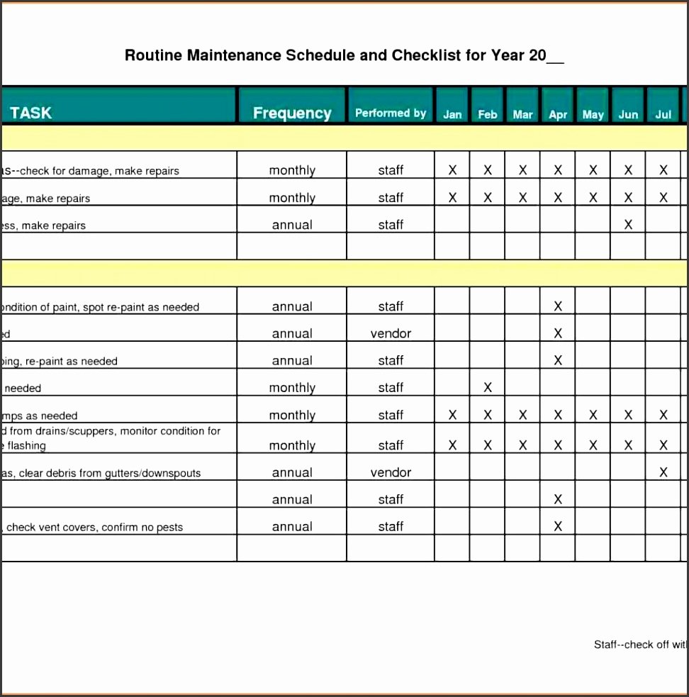 Preventative Maintenance Schedule Template Fresh 6 Preventive Maintenance Checklist Template