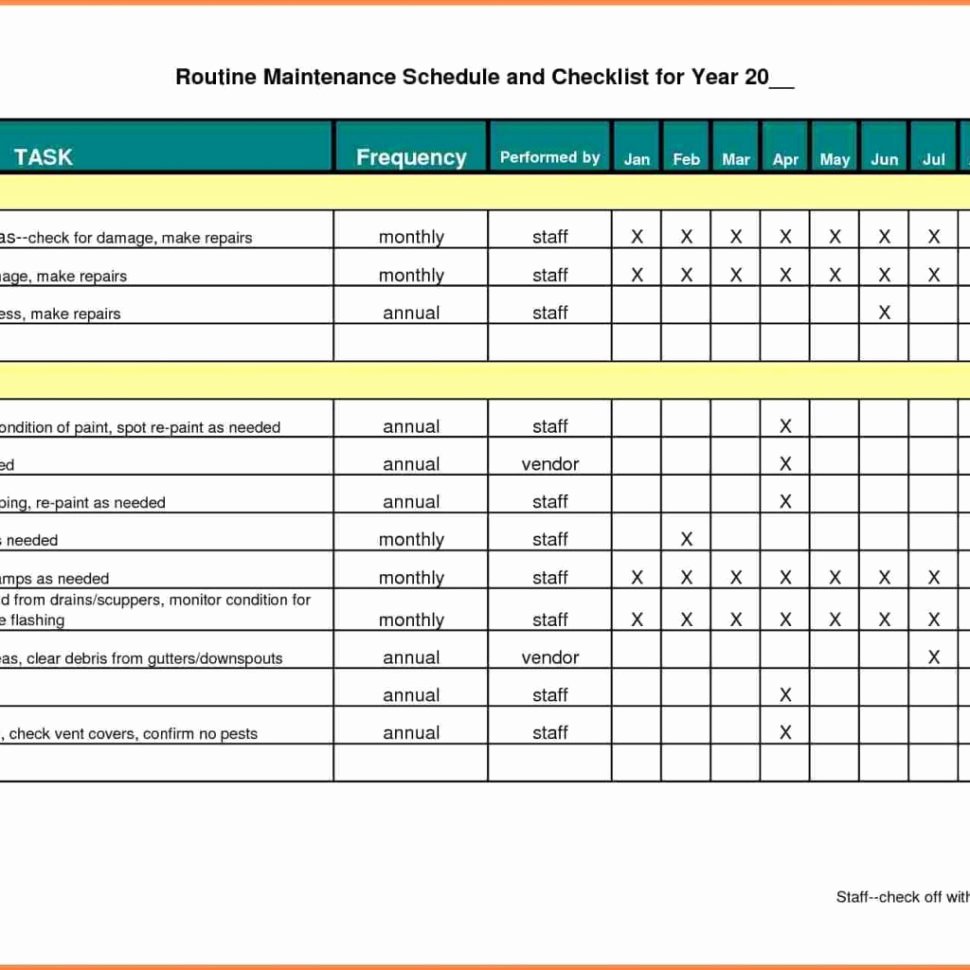 Preventative Maintenance Schedule Template Fresh Planned Preventative Maintenance Spreadsheet for