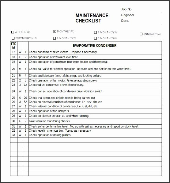 Preventative Maintenance Schedule Template Lovely 7 Facility Maintenance Checklist Template