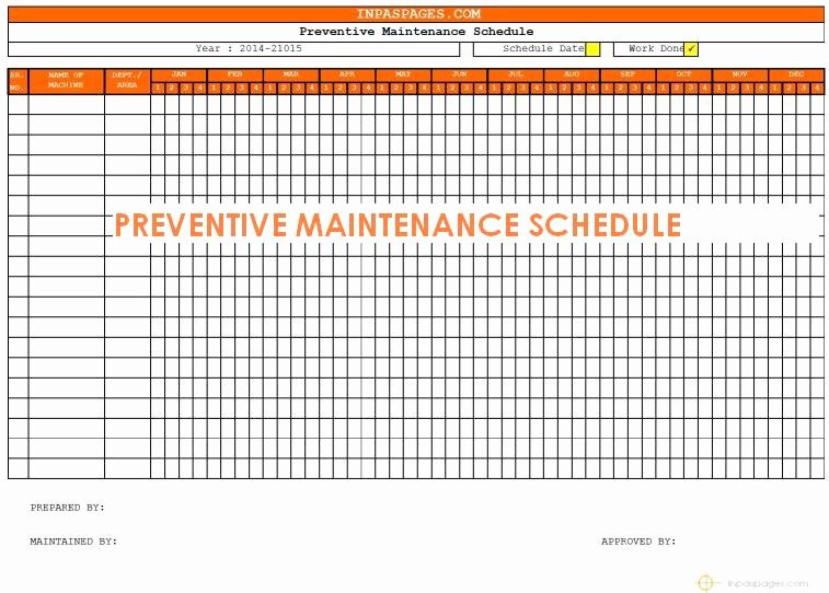 Preventive Maintenance form Template Lovely Free Preventive Maintenance Schedule Template