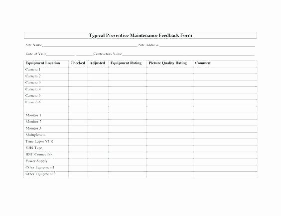 Preventive Maintenance form Template New Preventive Maintenance Checklist Template Equipment form