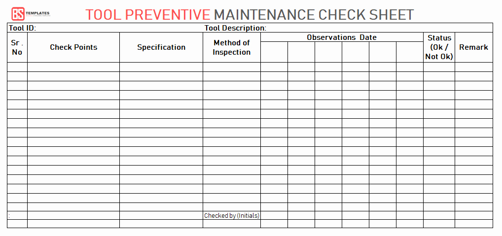 Preventive Maintenance Schedule Template Awesome Maintenance Checklist Template 10 Daily Weekly