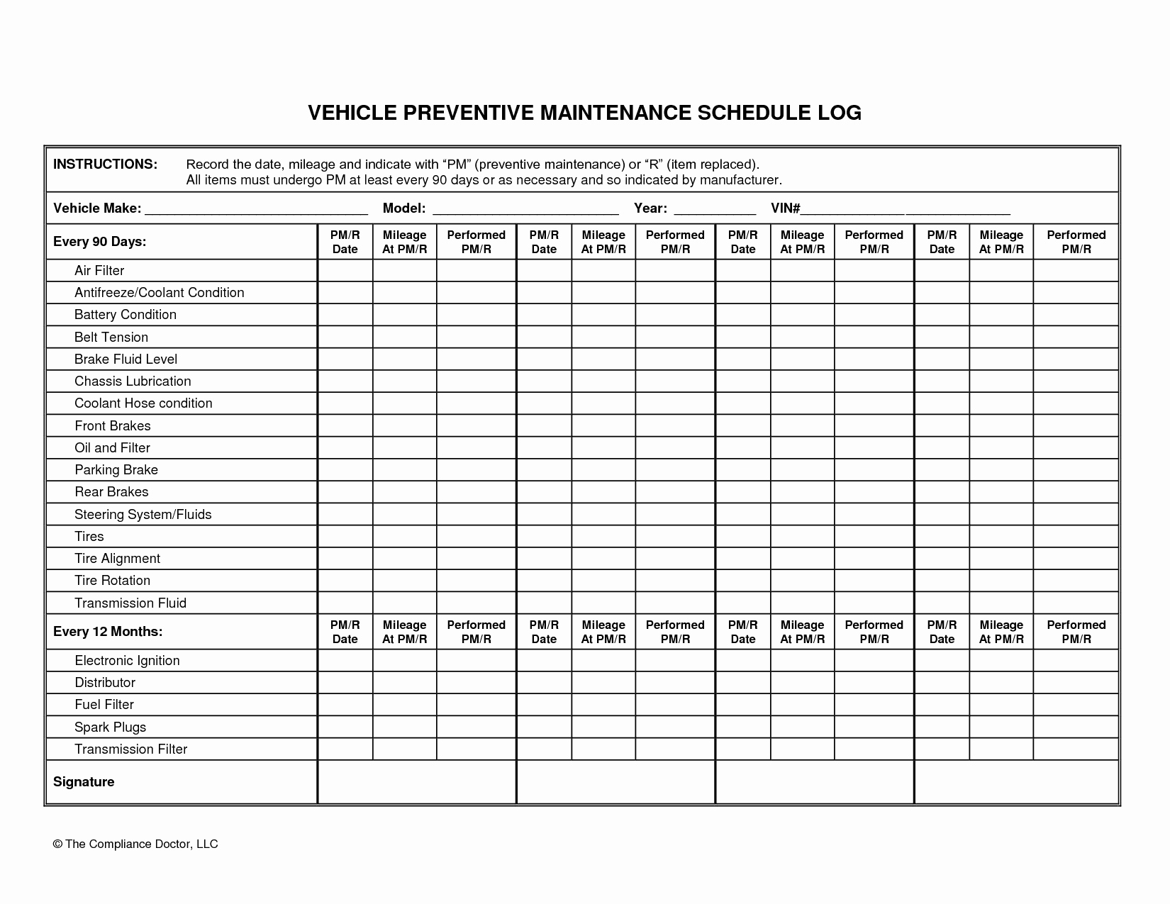 Preventive Maintenance Schedule Template Fresh Wonderful Vehicle Preventive Maintenance Schedule Log