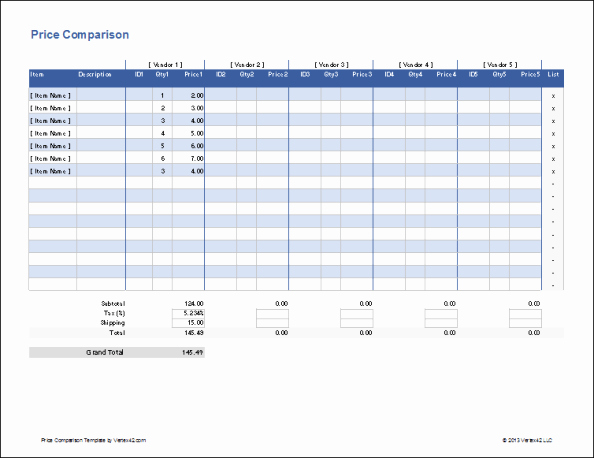 Price Comparison Excel Template Beautiful 8 Product Parison Templates Excel Excel Templates