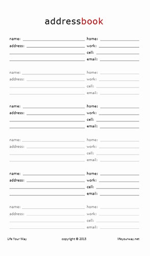 Printable Address Book Template Fresh Home Management Notebook Half Sheet