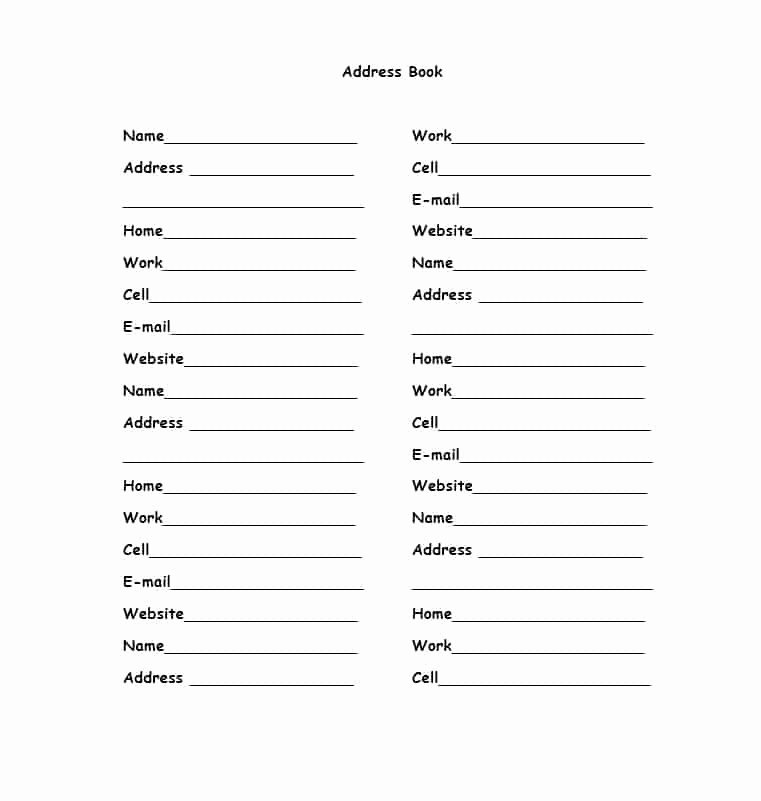 Printable Address Book Template Unique 40 Printable &amp; Editable Address Book Templates [ Free]