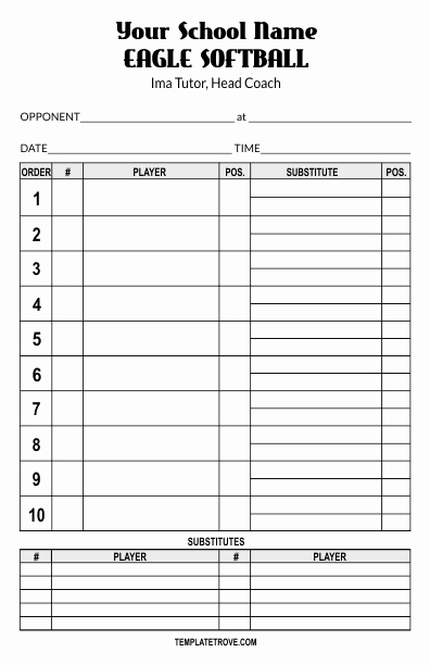 Printable Baseball Card Template Best Of Lineup Card Templates