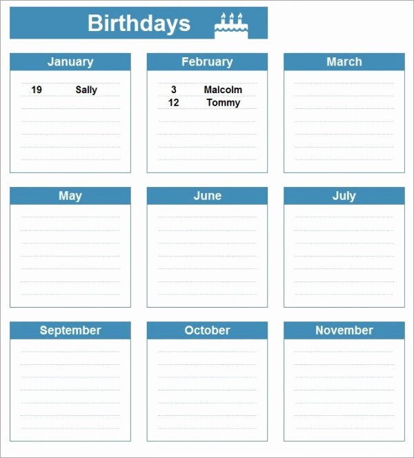 Printable Birthday Calendar Template Elegant 43 Birthday Calendar Templates Psd Pdf Excel